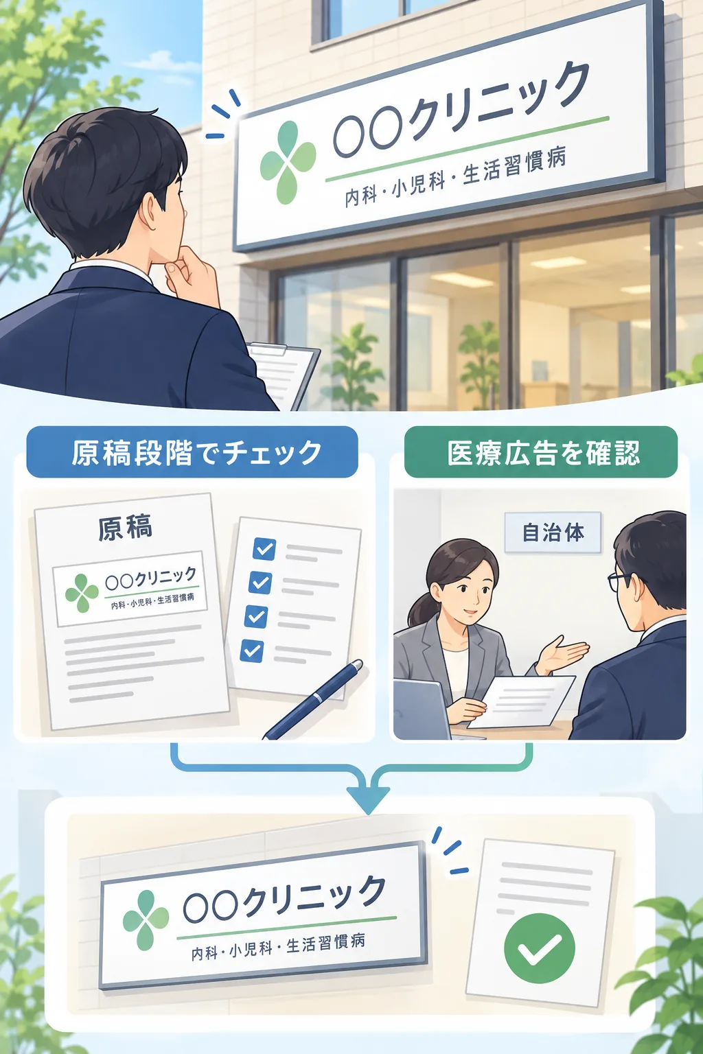 看板に載せる内容は医療広告のルールを確認する