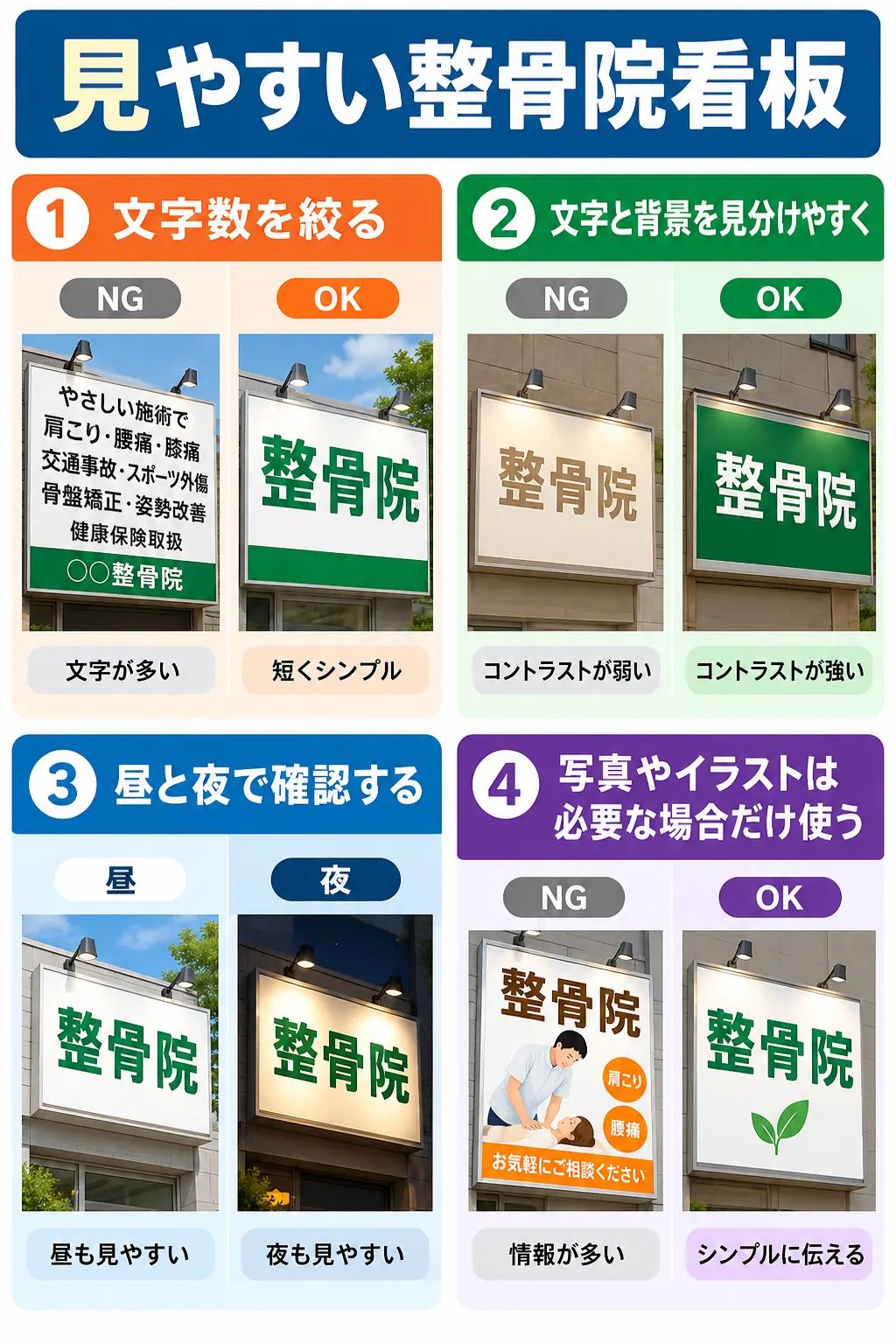 見やすく信頼感のある整骨院看板デザインのポイント