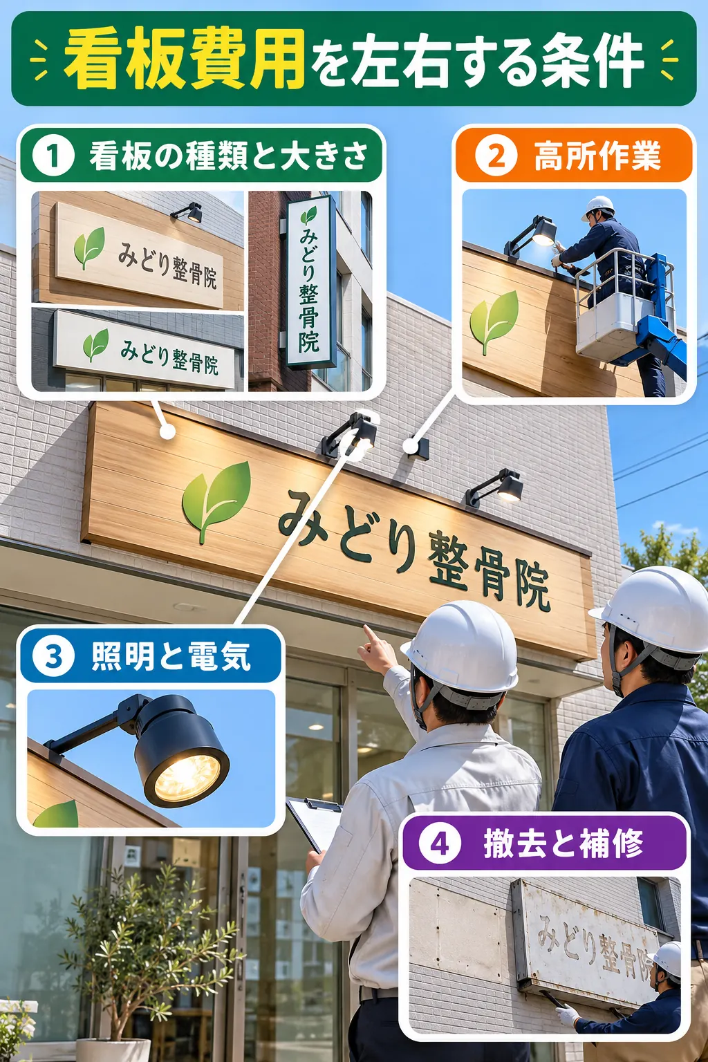 整骨院の看板製作費用を左右する条件