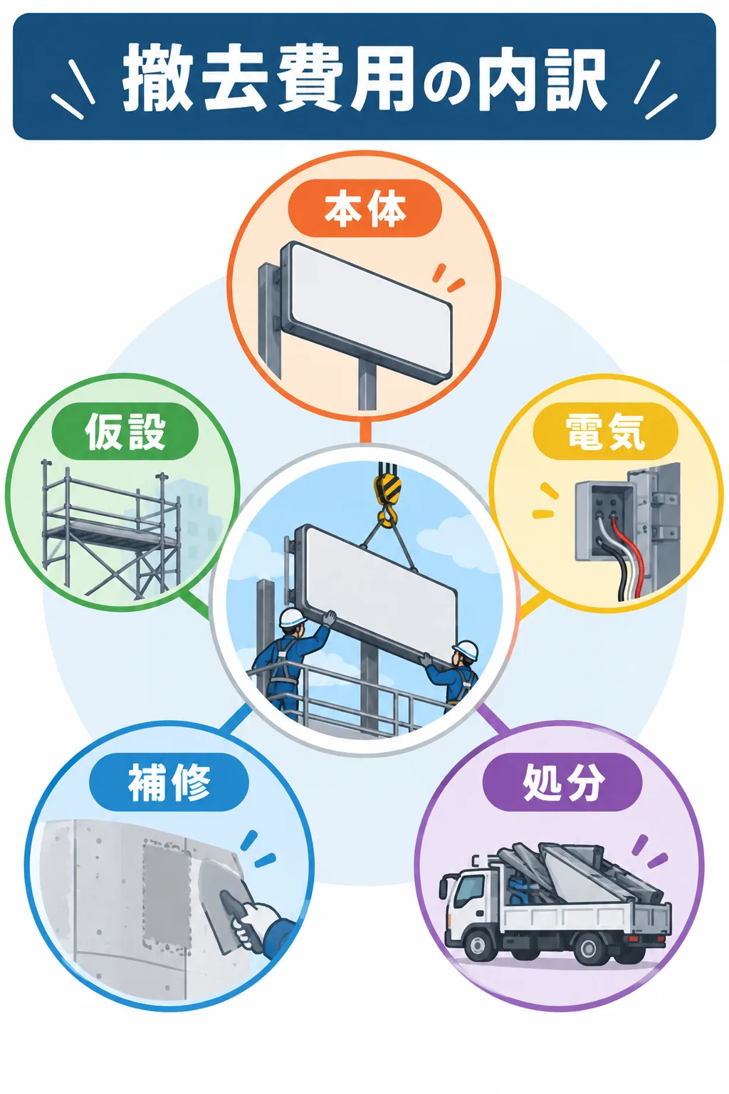 看板撤去費用は「種類」より作業条件で大きく変わる